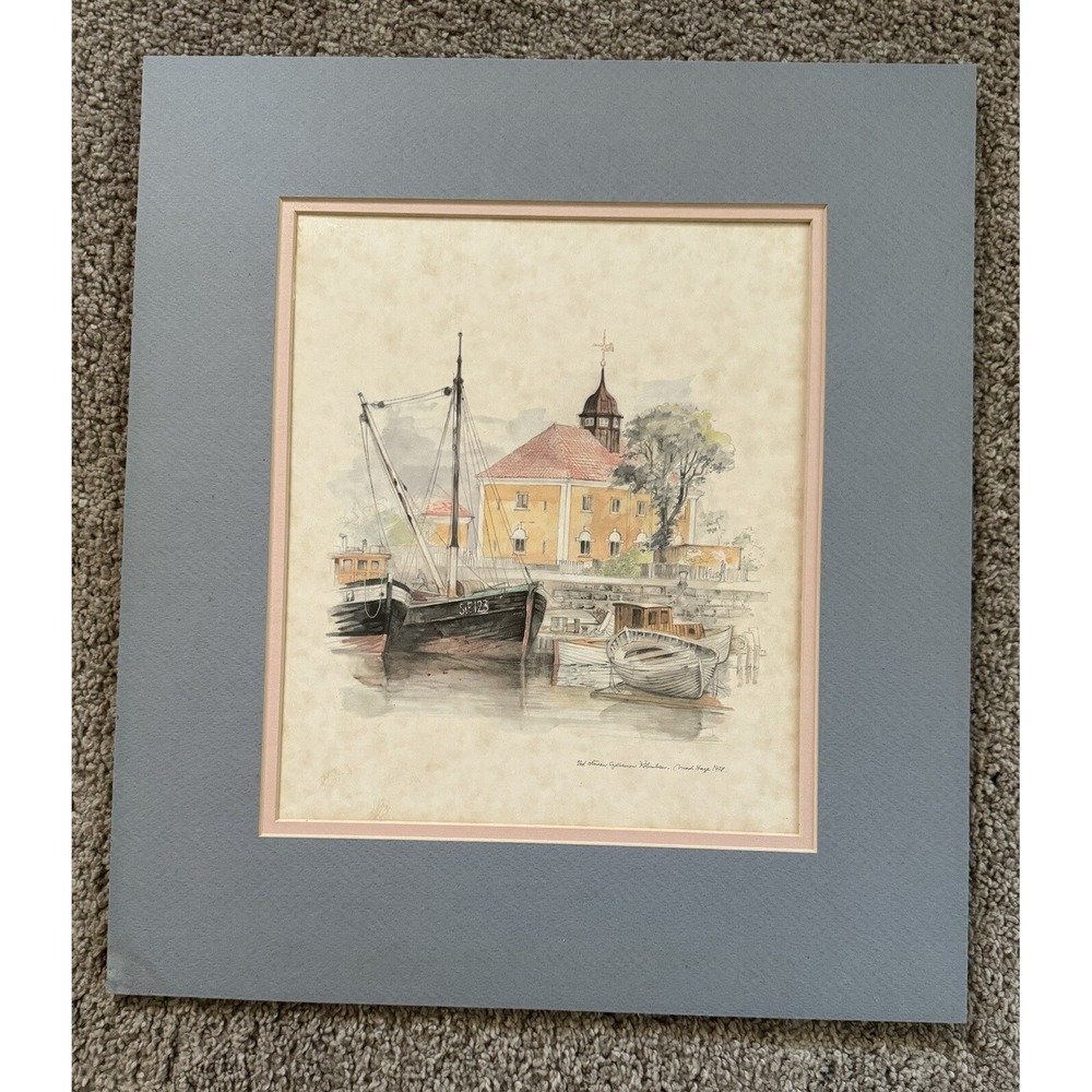 Vintage 1978 MADS Stage Matted Framed Nautical Themed Picture 17"x18"